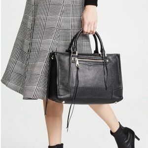 REBECCA MINKOFF 100% Genuine Pebbled Leather Regan Satchel Silver Hardware Tone